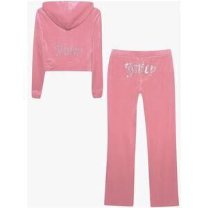 Juicy Couture Women's Bling Velour Tracksuit US XS Rose Pink